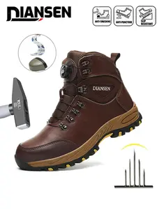 Steel Toe Shoes for men Lightweight Puncture Resistant Safety Footwear Work Shoes Safety Work High top sneakers Rotary Buckle Comfortable for Construction Warehouse Jobs all-season outdoor New Fashion Indestructible soles