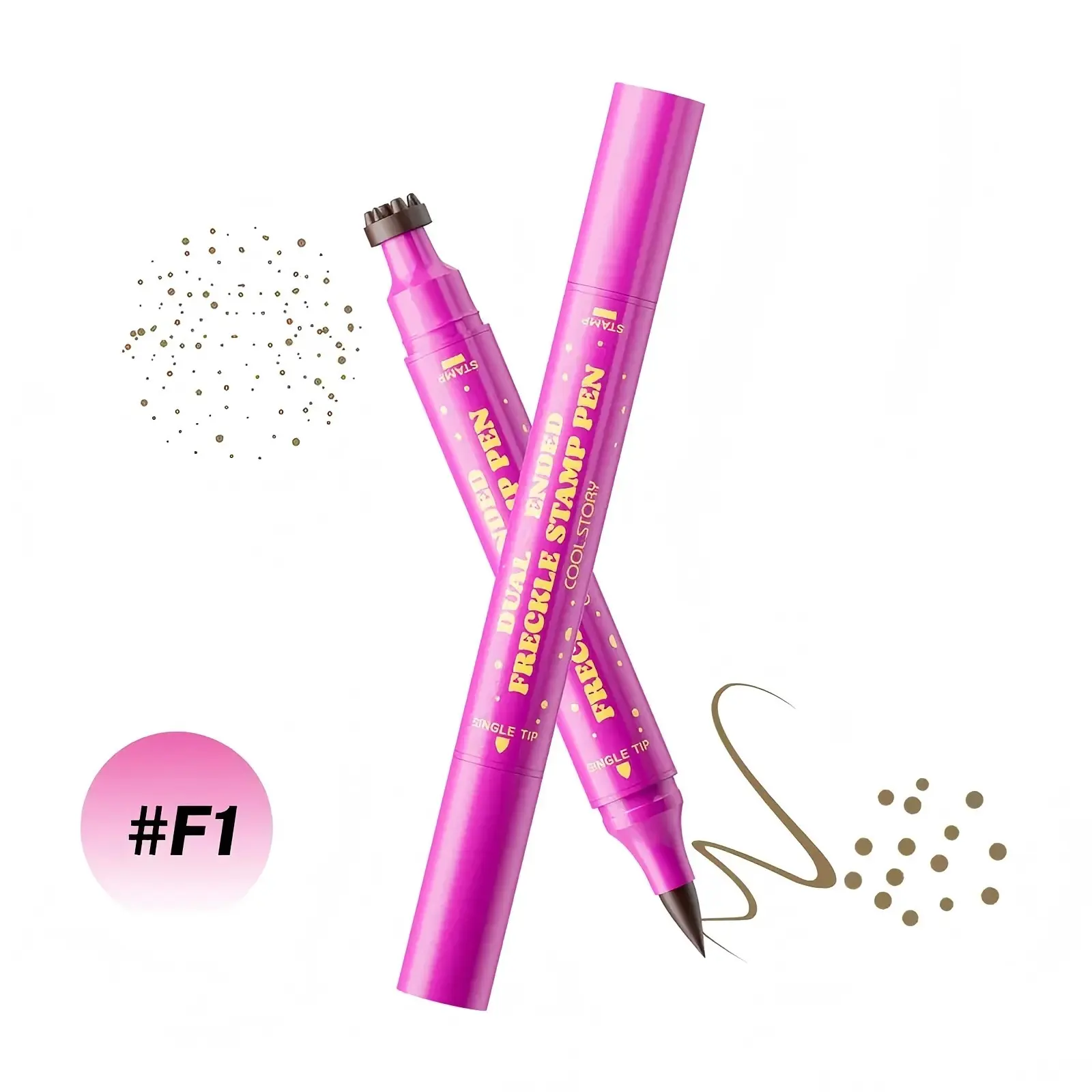 Bomd Beauty Glazed Dual-Ended Freckle Stamp Pen -Precise 15° Curved Tip Makeup Waterproof & SmudgeProof,Waterproof Long-Lasting Freckle Marker for Natural orBold Looks (Brown)