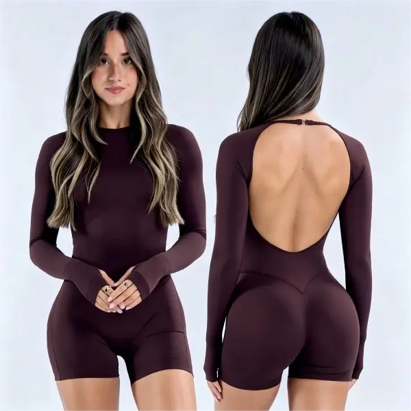 [WITH LOGO] Impact Long Sleeve Sports Yoga onesie backless cut, close-fitting soft waist onesie, minimalist design, strong compression, fitness clothing, sports style sportswear, fitness equipment, multi-color women's clothing #back to school season