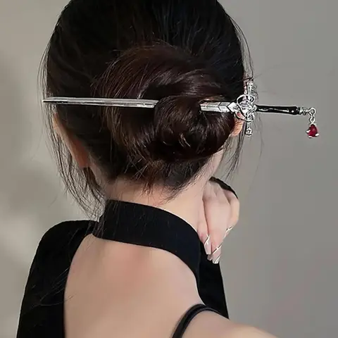 Elegant Rhinestone Decorated Sword Shaped Hair Pin, Fashion Creative Alloy Jewelry for Women and Girls, Retro All-match Accessories for Party, Daily Clothing Decoration, Hairpins, Goddess Hair Clip, Hair Pins Decorative