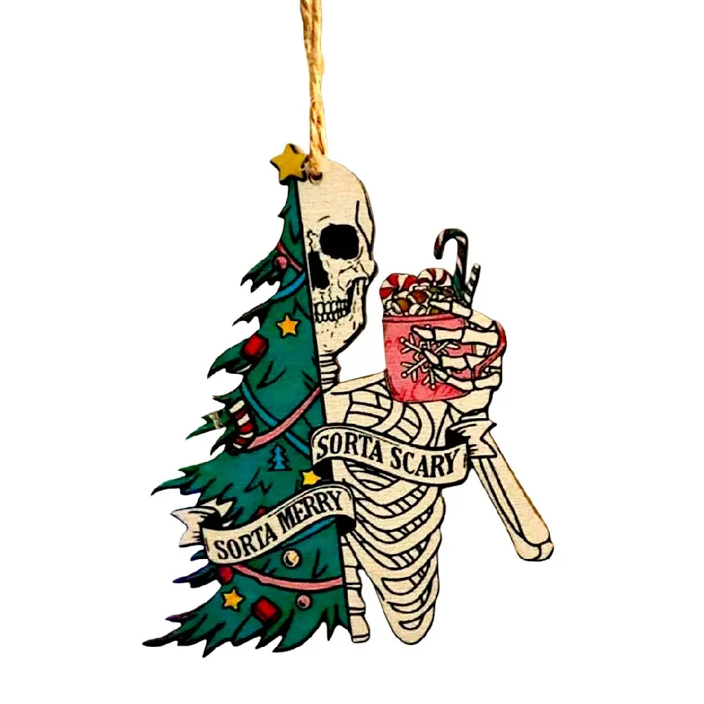 Sorta Merry Sorta Scary Gothic Christmas Ornament – Skeleton & Tree Holiday Decor