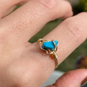 Gods Promise Turquoise Ring - Handmade Unisex Jewelry with Vibrant Blue-Green Turquoise Stone