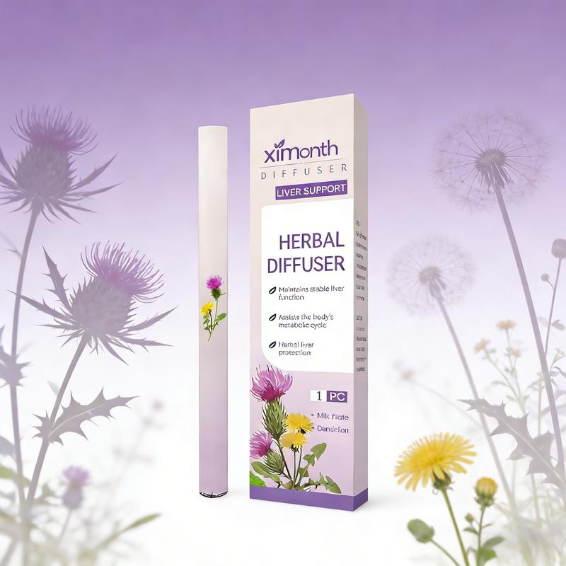 XIMONTH 4-IN-1 Wellness Herbal Diffusion Pen Thyme &Mint Extracts for Lung Detoxification Oral Air FresheningRelaxation Stick Solution