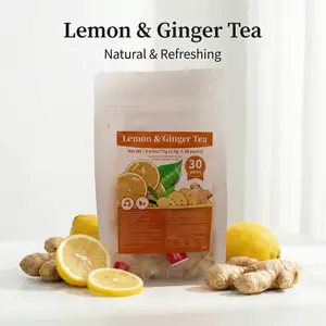 Lemon & Ginger Tea  Dried Ginger Slices, Lemon  Carefully Selected IngredientsIndividual Serving Sachets Herbal Beverage Fruit