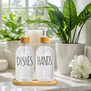 2pcs Soap Dispenser Bottle with 1pcs Trays, Soap Bottle with Anti-Rust Pump, Hand Dish Soap Dispenser for Kitchen, Shampoo Lotion Plastic Soap Dispenser for Bathroom, Shower Soap Dispenser, Home Goods