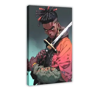 Ebonique Black Anime Wall Art African-American Urban Culture Street Art Braided Hair Theme Paintings Canvas Art Posters Man Cave Decor Art Deco Style Decoration