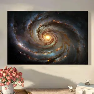 2D Flat Painting, 1-Piece Galaxy Starry Sky Canvas Art Painting - Vibrant Galaxy Print, with Wooden Frame, 16X 24inch - Perfect for wall decoration for stargazing in the living room and bedroom, ready to hang