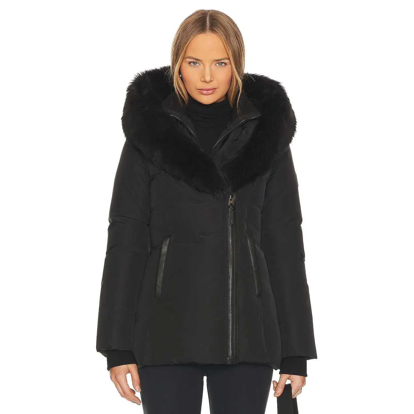 Mackage Adali Shearling Collar Coat in Black Mackage Adali Shearling Collar Coat in Black