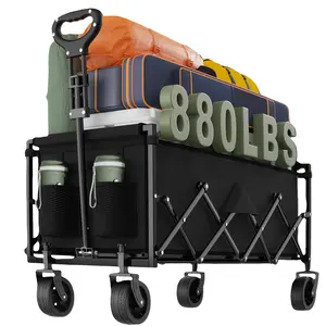 Heavy-Duty All-Terrain Folding Cart with a Capacity of 880 Lbs, Featuring a Stainless Steel Frame And 600D Oxford Fabric. Ideal for Camping, Gardening, Beach Trips, And Shopping, And Requires No Assembly Model: Super Large Vehicle 880LBS