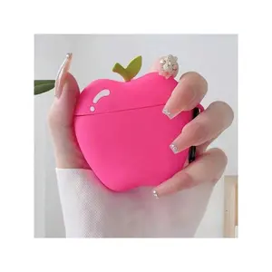 Pink 1Pc 3D Silicone Earphone Case in Rose Red Color Compatible with Airpods1/2 Airpods Pro Kawaii  na
