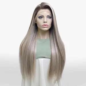 IMstyle Trina 13*6 Big lace Front Wig Ashy blonde with Highlight Staright FUtura Fiber- NQ29-C235(13x6)