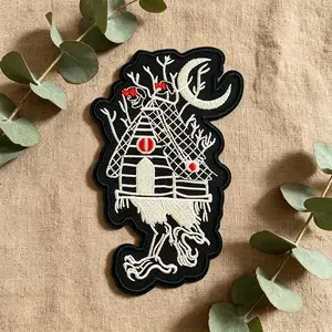 Baba Yaga Folklore Embroidery Patch, Adhesive Iron-On, Suitable for Clothes, Jackets, Hats, Accessories, DIY Craft Supplies