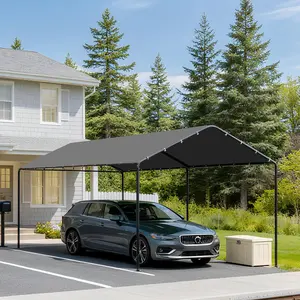 GOJOOASIS 10x20 Carport Heavy Duty Portable Garage Shelter Metal Car Canopy Tent with UV-Resistant & Weatherproof Top Cover for RV & Vehicles