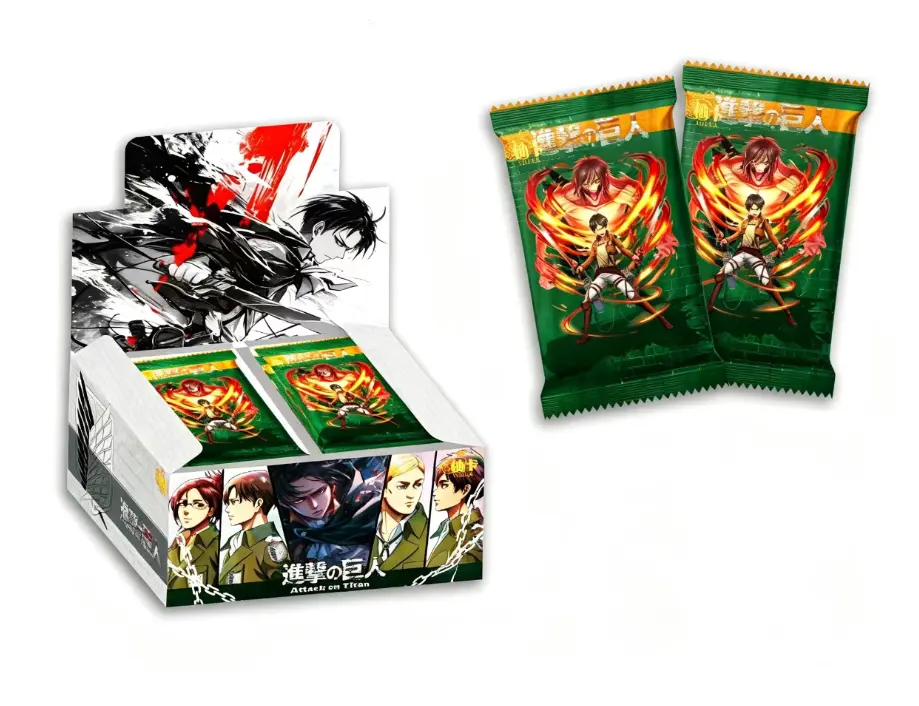 Attack on Titan Cards, anime-themed collectible cards, blind packs, full box