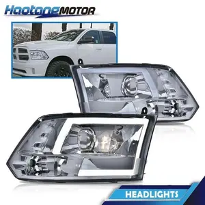 CROSSDESIGN White LED Tube Projector Headlights Lamps Fit For 09-12 Dodge Ram 1500 2500 3500