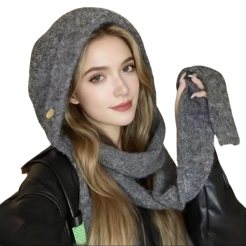 Knitted Wool-Blend Balaclava and Matching Slouch Fit Beanie, Women's 2-Piece Winter Hat Set for Full Head and Neck Coverage, Matching Slouch Beanie, Two Piece Set