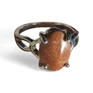 Vintage Goldstone Oval Ring - Size 9