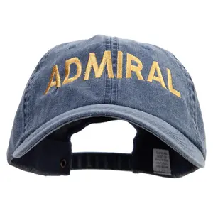 Admiral Military Embroidered Big Size Washed Pigment Dyed Cap