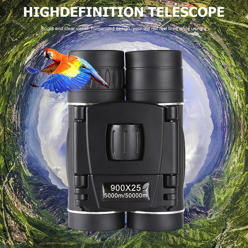 900x25 HD Zoom Binoculars, Powerful Long-Range BAK4 Telescope for Hunting and Camping, Low Light Folding Design