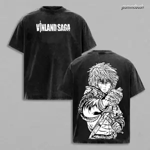 Vintage Thorfinn True Warrior Vinland Saga Viking Anime Oversized Graphic Tee Heavyweight Acid Wash Cotton Boxy Fit Double Printed T Shirt Y2K Streetwear Gym Pump Cover Japanese Manga Dark Aesthetic Grunge Outfits Merch Epic Fan Gift Top Unisex