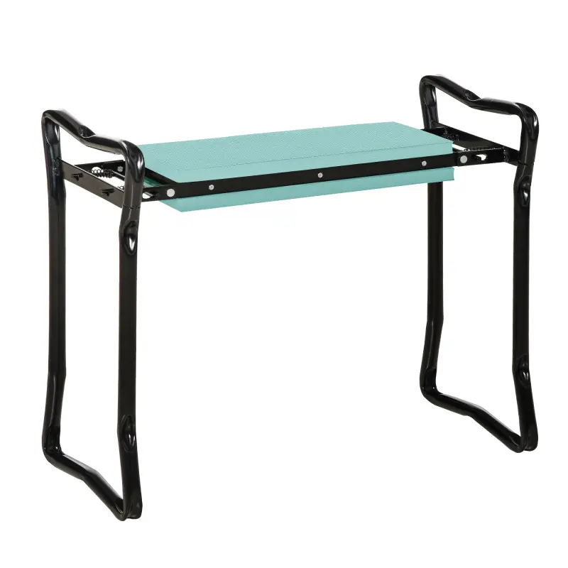 Outsunny Single Person Backless Padded Foldable Garden Kneeler Seat Bench Stool with EVA Foam, Green, 23.5" L x 10.5" W x 5.3" H, Assembly Required, Steel Frame