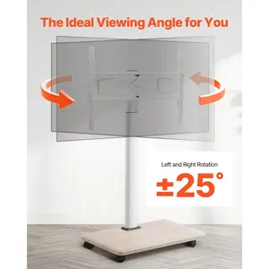VEVOR Rolling TV Stand, Mobile TV Cart for 32-70 Inch Screens, 25 Left-Right Rotation and Height Adjustable TV Mount on Wheels, Holds up to 99 lbs for Corner, Bedroom, Outdoor, Max VESA 600x400mm