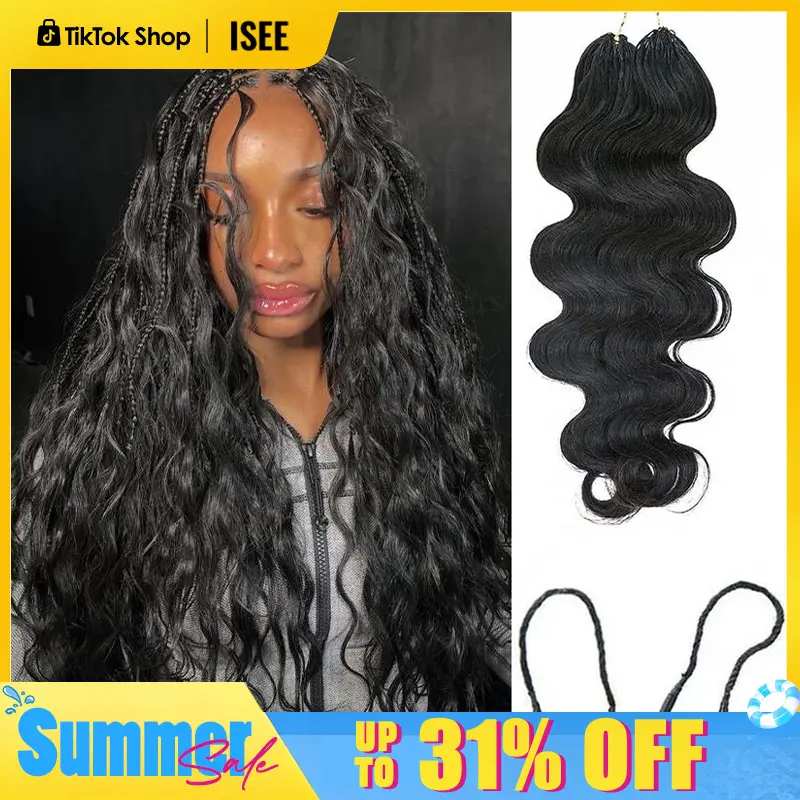 ISEE HAIR Human Hair Body Wave Crochet Braids Extensions Knotless Pre-Separated Miracle Knots Crochet Hair Lightweight Soft Natural Look Protective Style Boho Braids Vacation Hair Summer Hair 50g/Pack#SummerWins #DealsForYouDays,summerhairstyles campinges