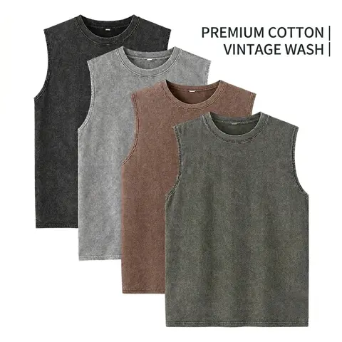 1/4 Pack Men's Heavy Cotton Sleeveless Vest - Vintage Acid Washed Loose Fit Gym & Casual Muscle Top,summerwins,father'sdaygifts,back to school,back to school shopping