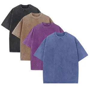 4 Pack/3 Pack Oversized Tshirts for Men Vintage Heavyweight Cotton Acid Wash Baggy Gym Workout Tees
