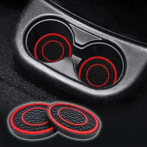 2PCS Car Cup Holder Coasters, 2.75 Inch Anti-Slip Dustproof Universal PVC Cup Mats, Console Cup Holder Insert Coaster Auto Insulated Mats, Universal Interior Accessories for Most Cars