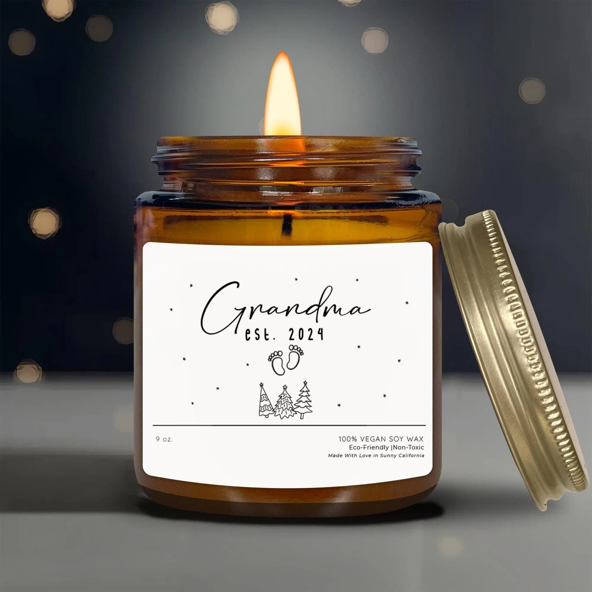 Personalized Grandma Candle, Custom Christmas Candle, Great Christmas Gift For Loved Ones, Grandparents Scented Candle, (PC-4CHR)