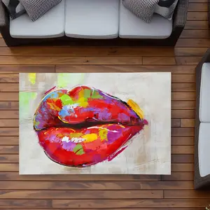 Begin Home Decor C1ROAR35O2BCN5 3 x 5 ft. Colorful Lips - Woman Figurative Outdoor Rectangle Area Rug for Home Decor