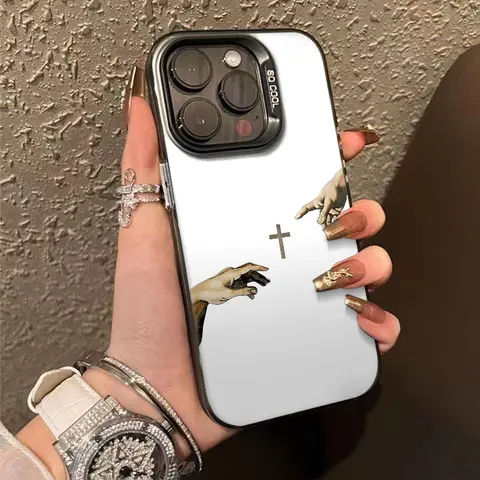 Holy Hand Intersection Cross TPU Laser-Crafted Shockproof Smartphone Casing - Anti-Drop Protection Accessory Cover for iPhone 17,16,15,15 Plus,14,13,12,11 & Samsung Galaxy S25,S24,S23,S22 Devices