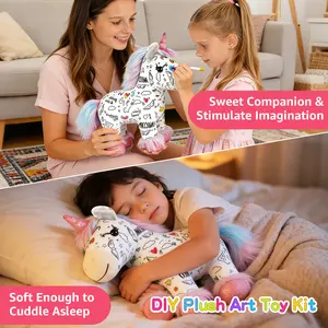 The birthday gift kids unicorns This DIY unicorns for kids  plush comes with 12 washable markers—draw, pre-printed outlines, and a ready-to-gift box. It’s soft, washable, and reusable—draw, wash, and create new designs over and over again!