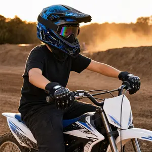Motocross Helmet Dirt Bike Helmet Full Face ABS Shell Impact Protection KIDS Blue Black
