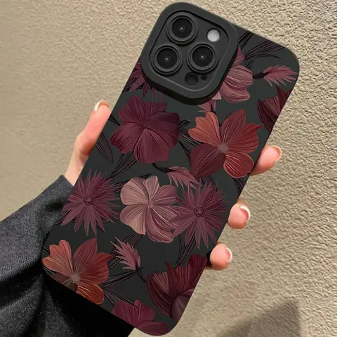 Floral Pattern Phone Case - Flowery Shockproof Protective Phone Cover, Anti-Drop Total Protection, Enhanced Grip, Durable Illustration Design for iPhone 11–17 Pro Max, Smartphone Accessory