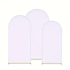New 3pcs Set 6.6Ft 5.9Ft 4.9Ft Wedding Arch Cover White Elastic Fabric Backdrop Stand Balloon Arch Covers for Birthday Party Ceremony Banquet Decoration Ornaments