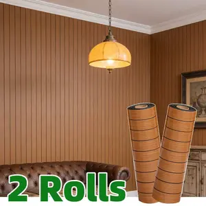 2 Rolls Vinyl Self-Adhesive 3D Grid, Size 39.98cm X 3.0m, Thick Durable Material, Natural Texture, Easy Installation, Ideal for Walls Ceiling Curves