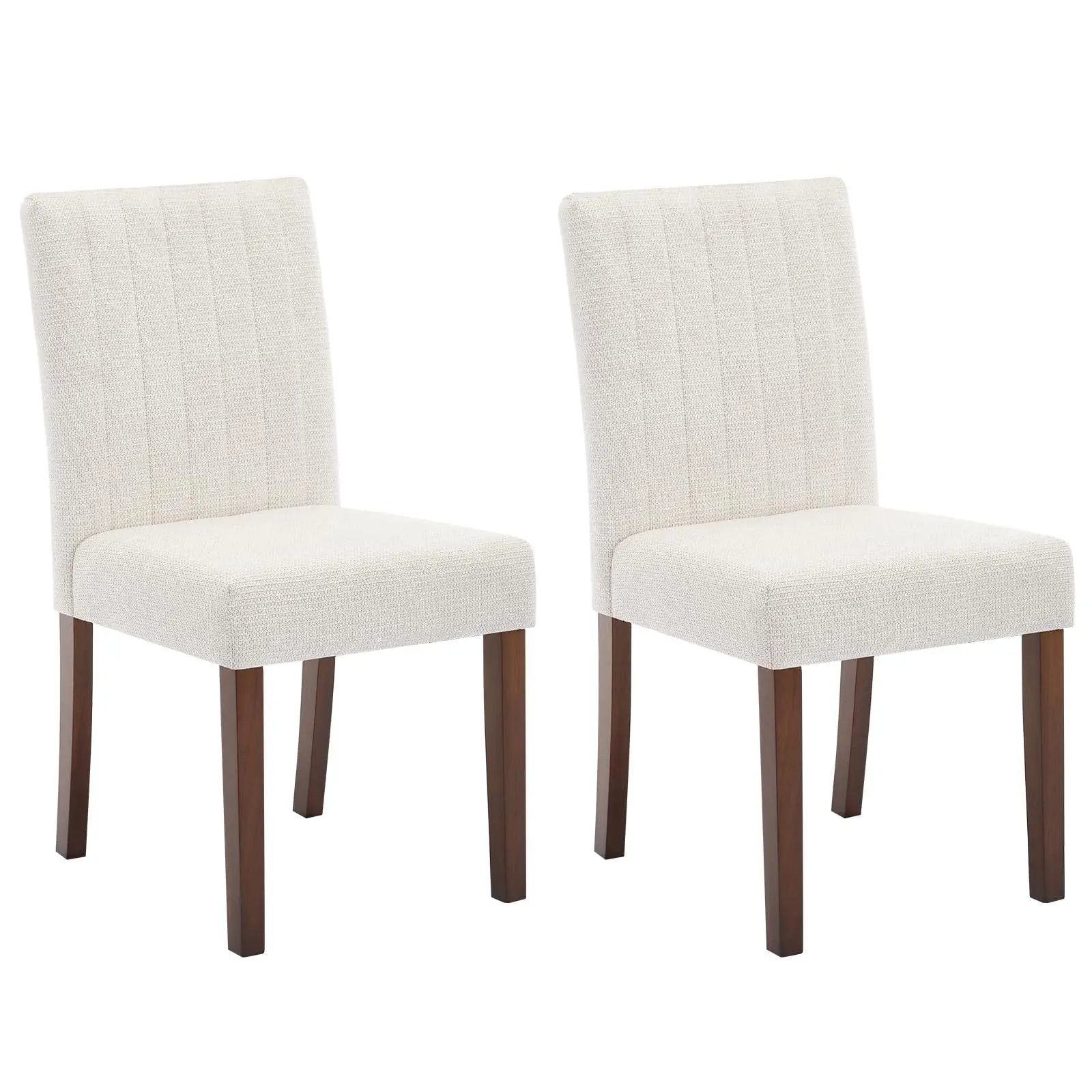 GAOMON 2-Piece High-Back Linen Fabric Upholstered Parsons Dining Chairs - Button Tufted, Padded Seats, Wood Legs - Indoor Kitchen Living Room Furniture (Beige-Vertical Stripes), Parsons Look