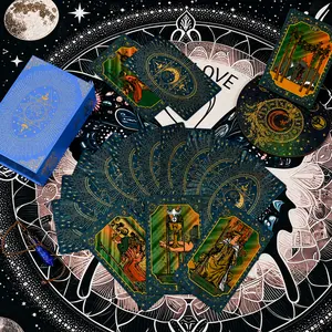 Tarot Cove Blue Sun & Moon Shimmer Tarot Deck Waterproof Durable Rider-Waite Divination Cards Set for Beginners & Experienced Readers
