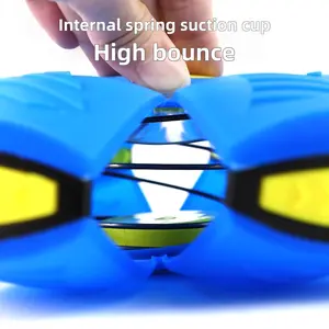 A portable flying toy that can bounce with pressure, creative UFO stomping magic ball, decompression flying flat disc ball, UFO magic ball toy, Flying Orb Ball, suitable for outdoor sports for children aged 3, 4, 5, 6, 7, and 8, party gift (blue,red)