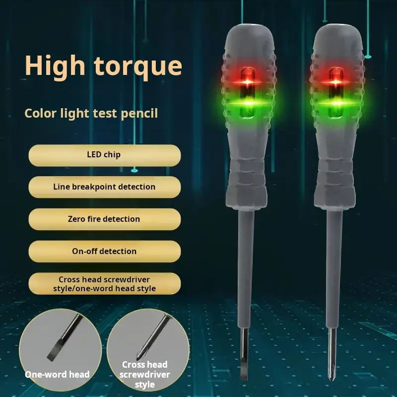 [2pcs] High-Brightness Color LED Voltage Test Pen – Multifunctional Electrical Tester for AC/DC Circuits, Car Repair, and Household Wiring