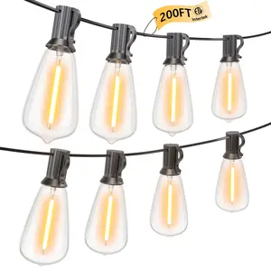 200FT Outdoor String Lights with 104 Shatterproof Dimmable Edison Bulbs, Waterproof Warm Light, Perfect for Backyard, Patio, Garden