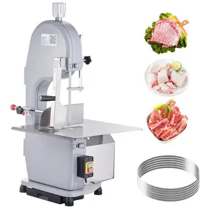 Commercial Electric Meat Bandsaw, 1500W Stainless Steel Countertop Bone Sawing Machine, Workbeach 19.3" x 15", 0.16-7.9 Inch Cutting Thickness, Frozen Meat Cutter with 6 Blades for Rib Pork Beef