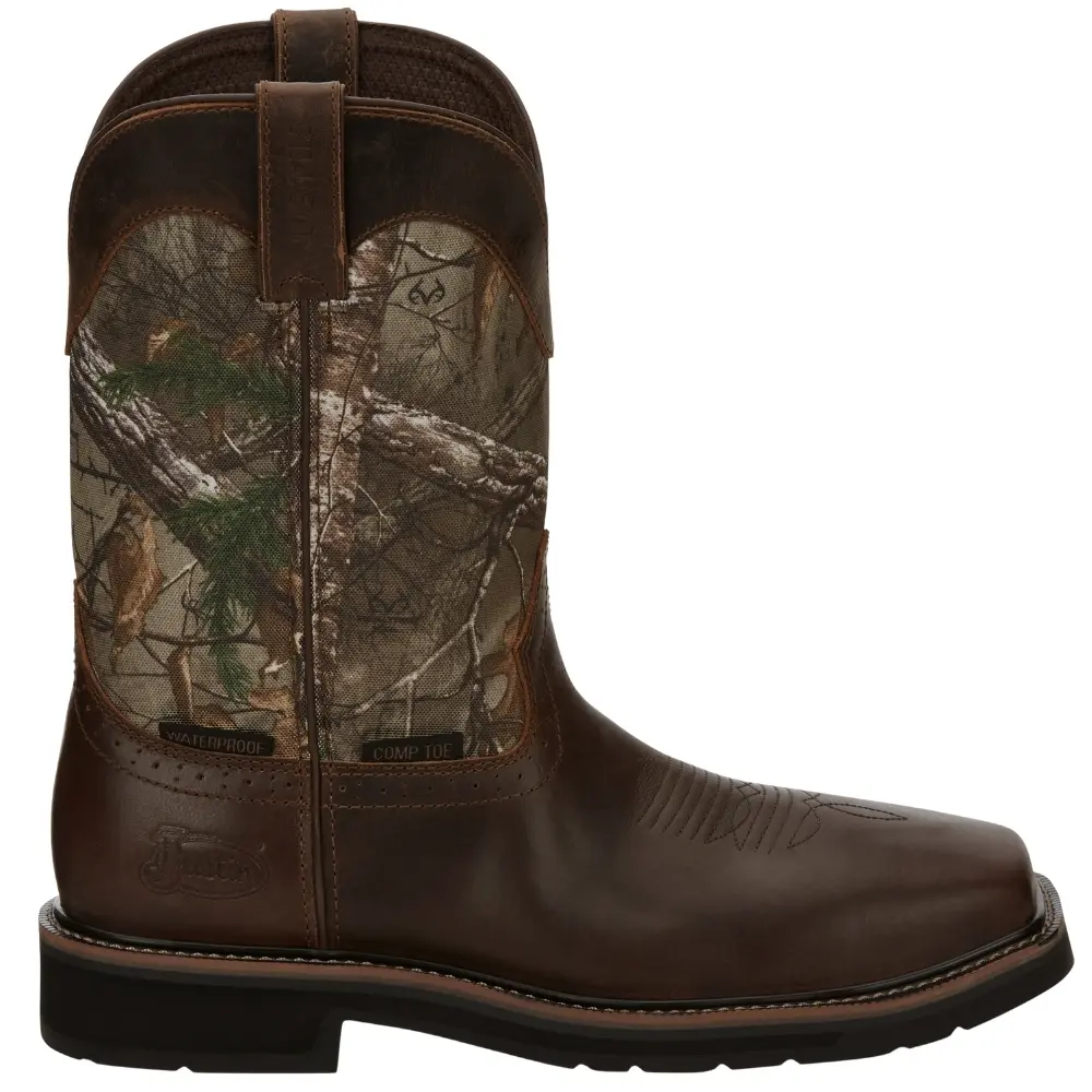 Justin Original Workboots Mens Trekker 11 Inch Waterproof Composite Toe  Work/Duty - Brown