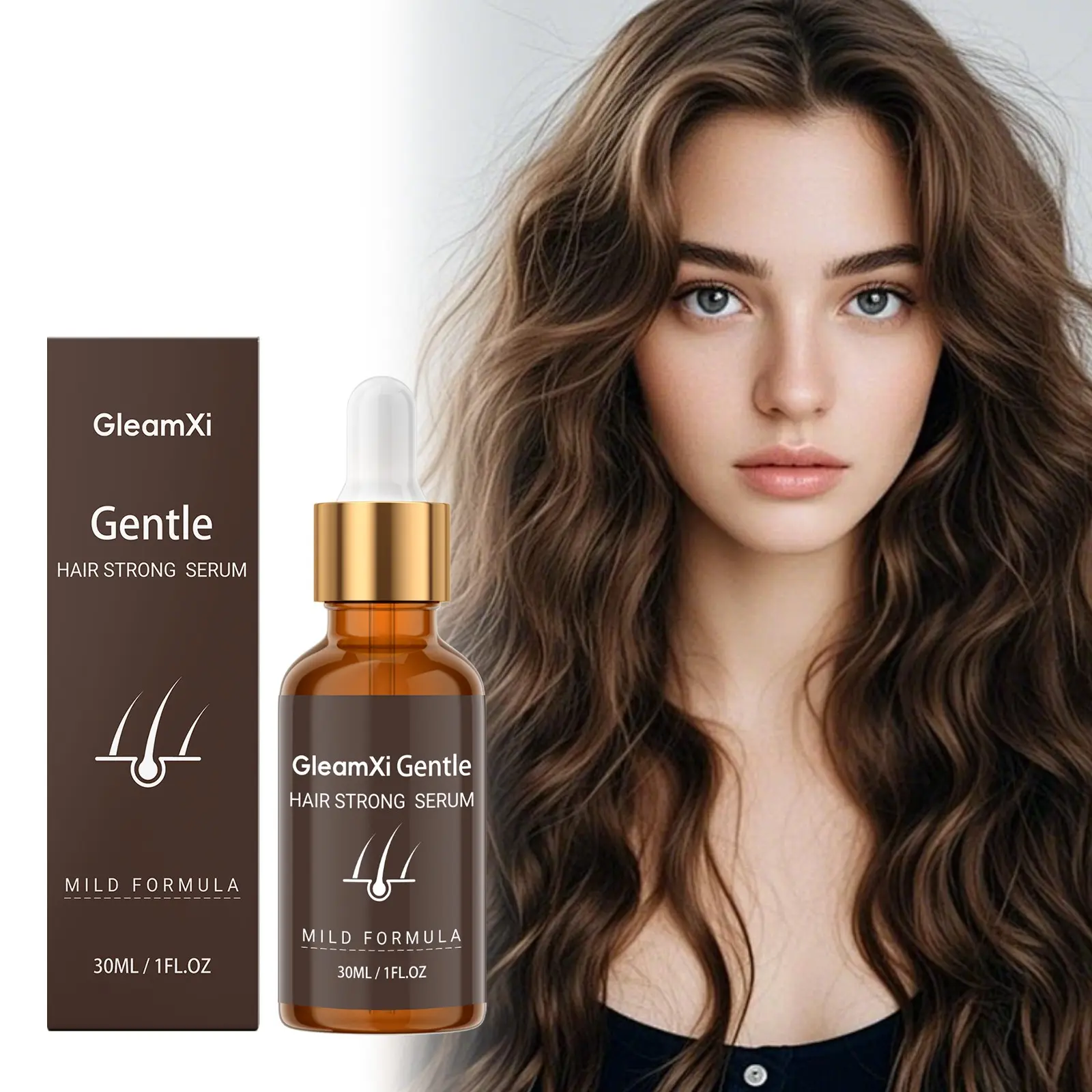 Gleamxi Hair Care Essence with Ginseng Root Extract and Hyaluronic Acid, Lightweight Formula, Nourishes and Smooths Hair, Shiny Hair Treatment