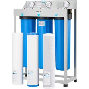 VEVOR Whole House Water Filter System, 3-Stage Sediment, GAC, CTO 20x 4.5 Granular Activated Carbon Home Water Purifier Filter, Reduce Chlorine, Chemicals, VOCs, Bad Taste, Odor, RustVEVOR Super Brand Day