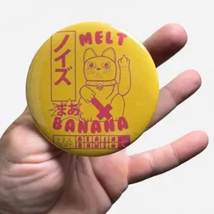 Melt Banana Large 3” Pin Punk Rock Noise Experimental Design with Unique Cat Graphic and Bold Text