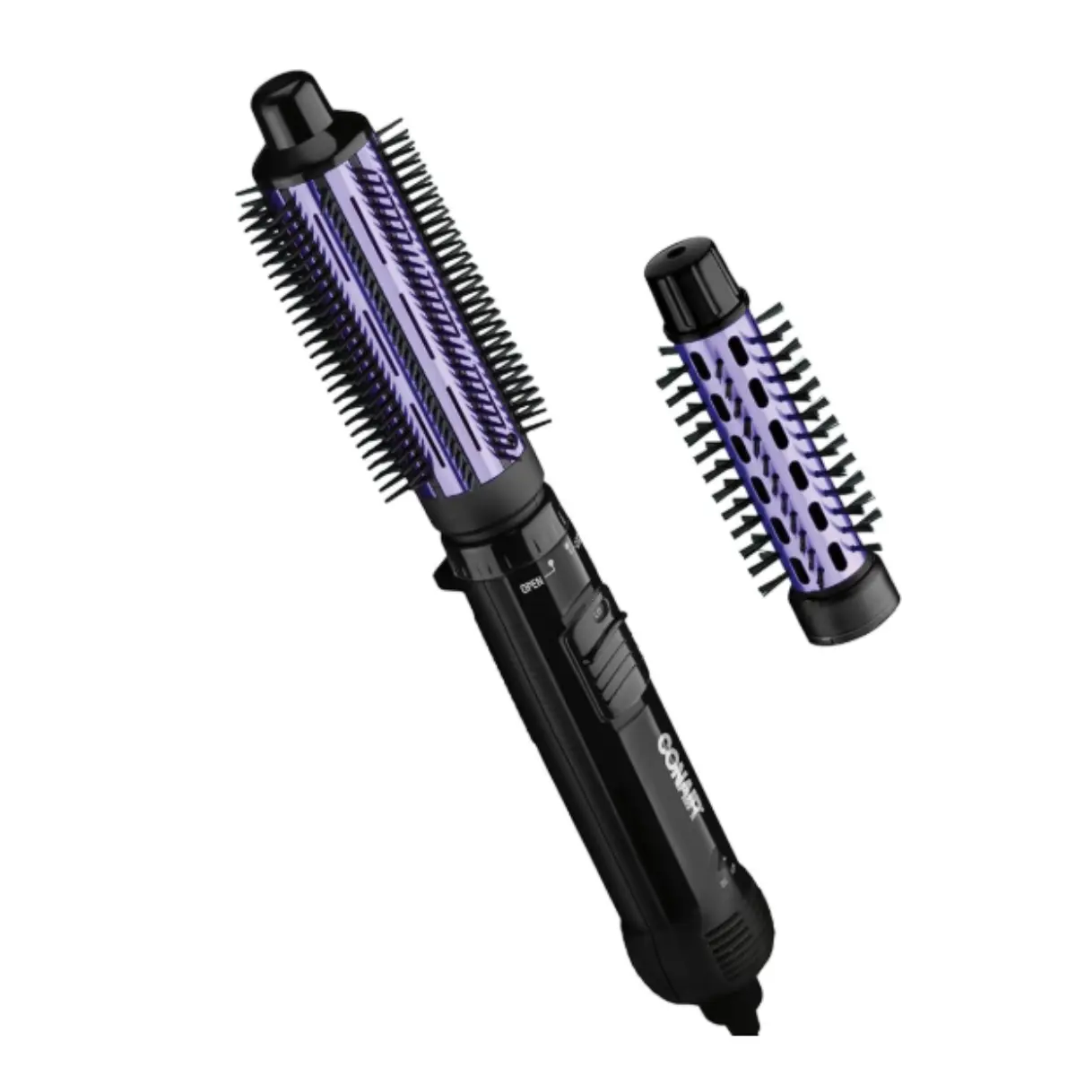 Conair 2-in-1 Hot Air Curling Combo, Includes 1.5-inch Curl Brush and 1-inch Aluminum Bristle Brush