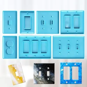 7Pcs Light Switch Cover Silicone Molds, Easy Release Reusable Epoxy Moulds, Smooth Interior Switch Socket Plate Mold for DIY Crafts, Plaster Casting & Handmade Home Wall Decor Art Projects